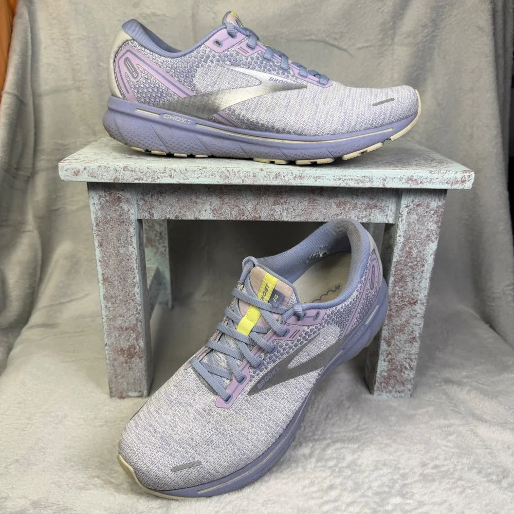 Brooks Ghost 14 Running Shoes Women 11 Purple Lavender Silver 1203561B566